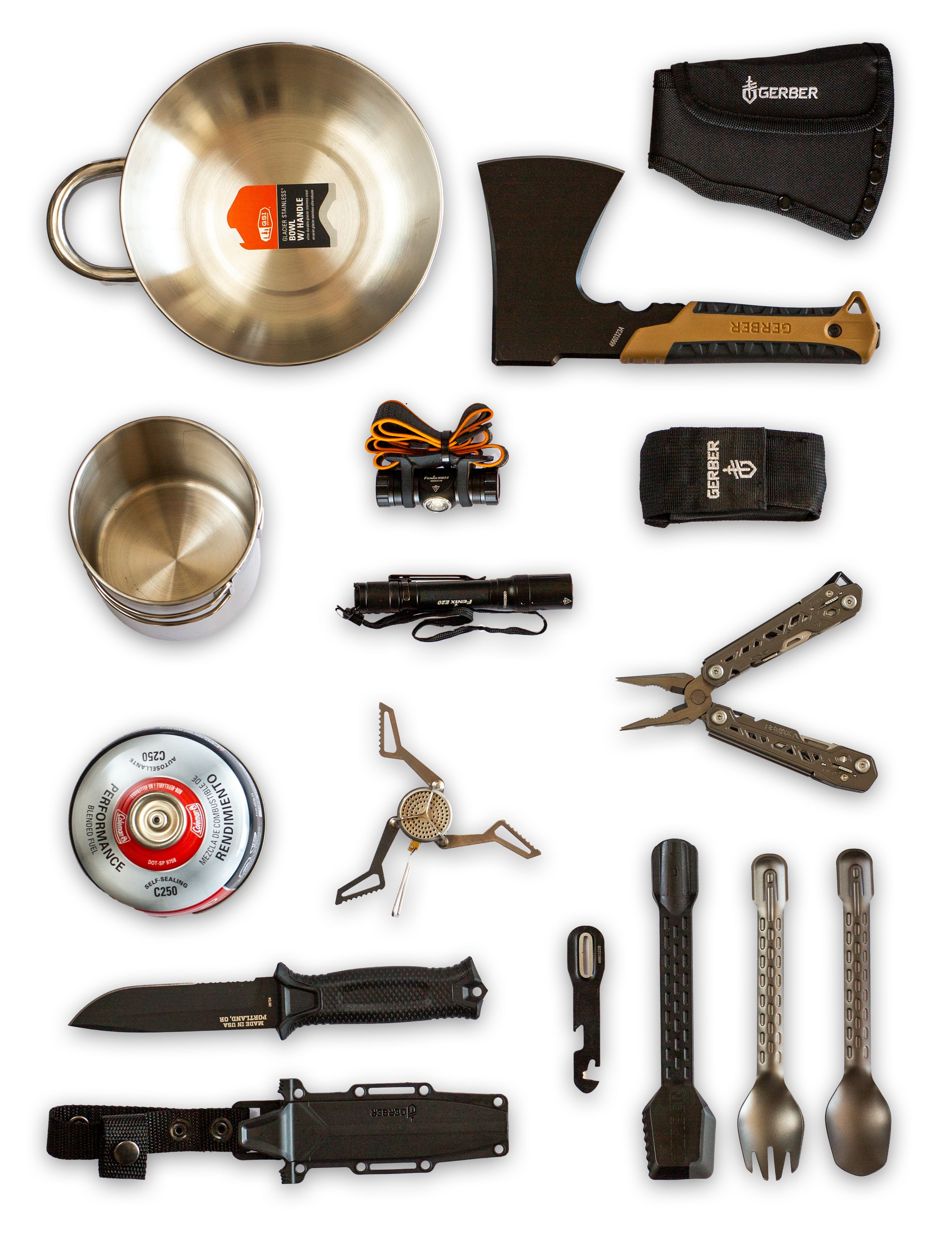 camping and survival gear Echo-Sigma Campout Survival Bag - Outdoor Weekend Bag - Complete Emergency Kit