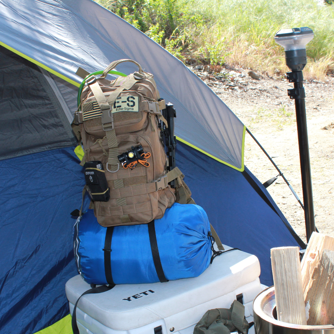 bug out bag tent Echo-Sigma Campout Survival Bag - Outdoor Weekend Bag - Complete Emergency Kit